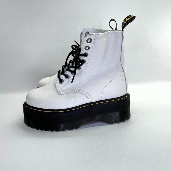 Dr Martens 1460 Pascal Max Optical White Pisa Leather Platform Boots Size US 9 - Picture 3 of 16